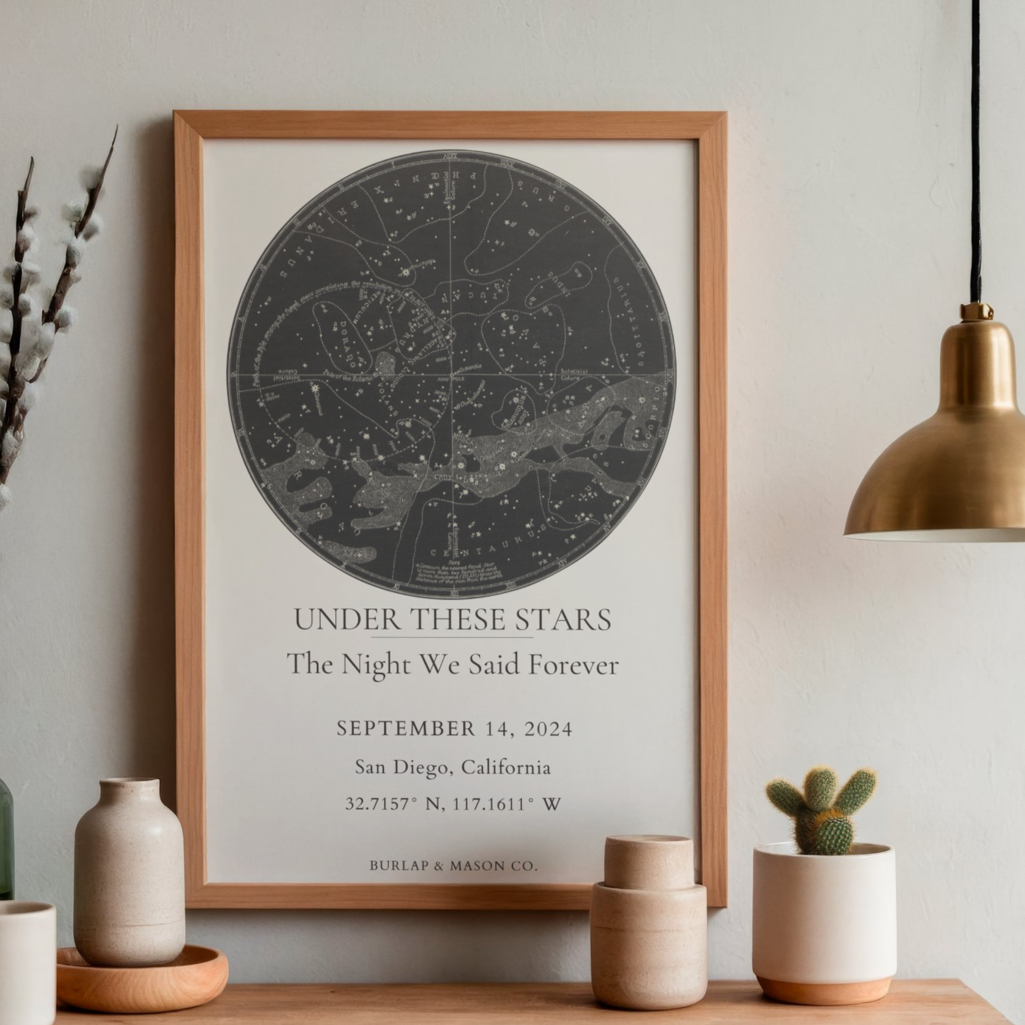 Personalized wedding star map print by Burlap & Mason Co.